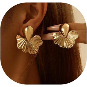 Gold Flower Earrings | Boho Geometric Studs | Lightweight Statement Jewelry